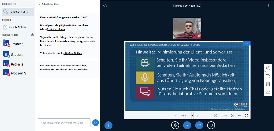 Ein Screenshot von Big Blue Button