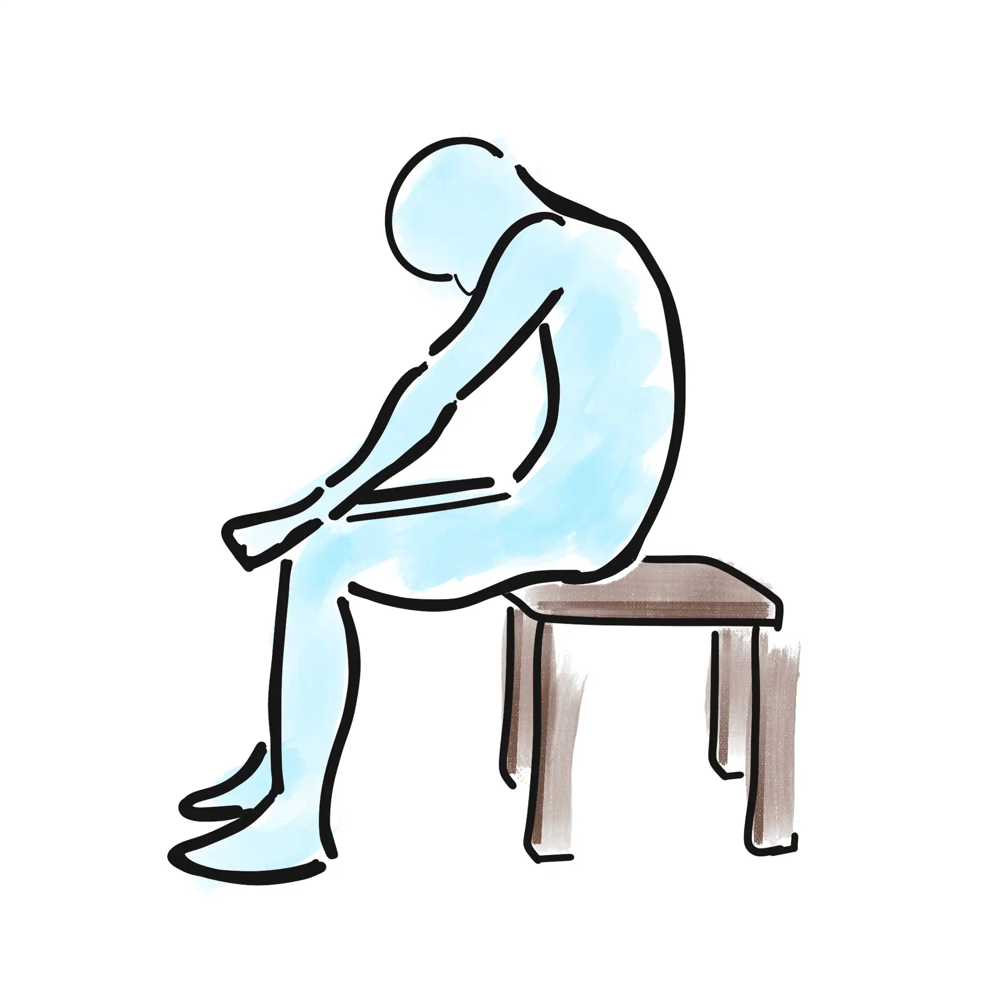 A sketch showing the cat chair yoga position.